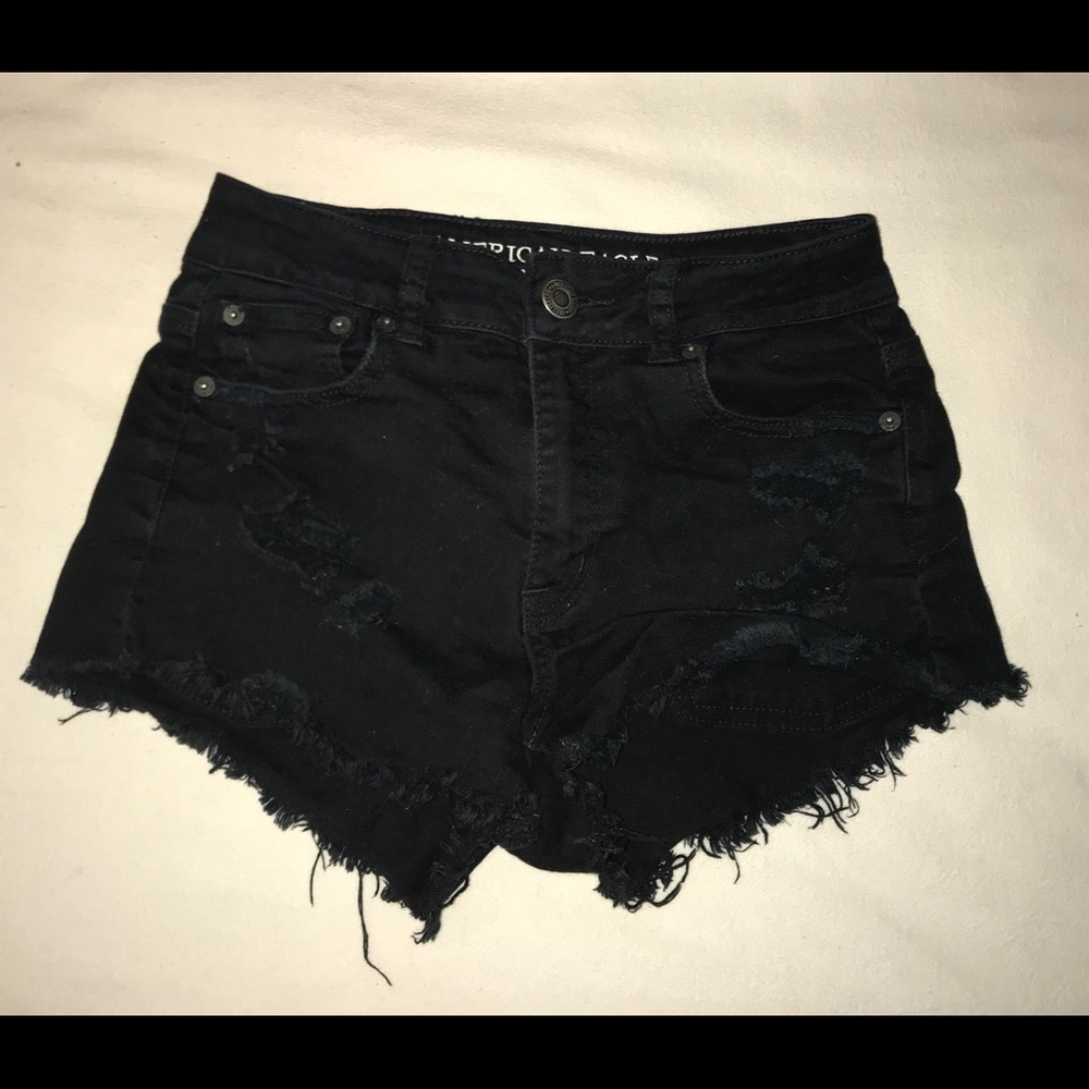 Black distressed festival high waisted shorts
